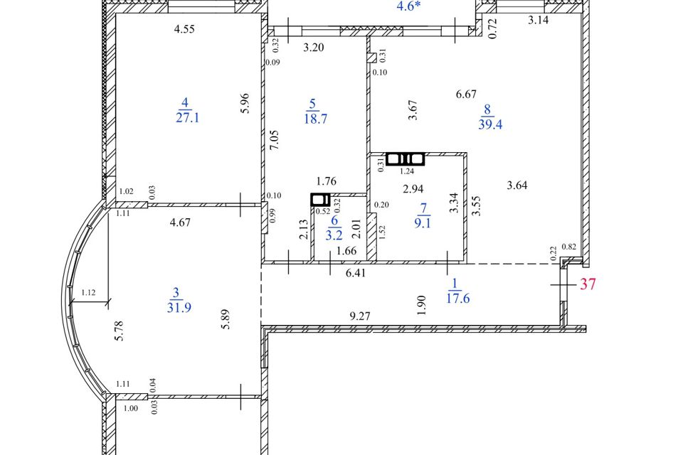 Продаётся 4-комнатная квартира, 178.6 м²