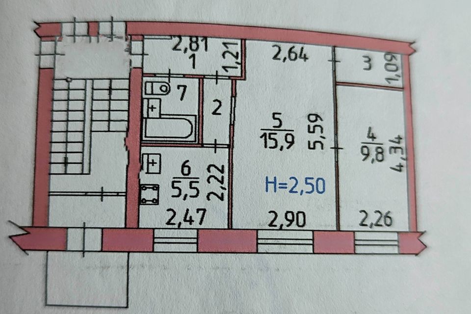 Продаётся 2-комнатная квартира, 41.5 м²