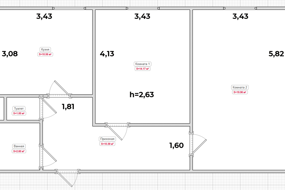 Продаётся 2-комнатная квартира, 59.6 м²