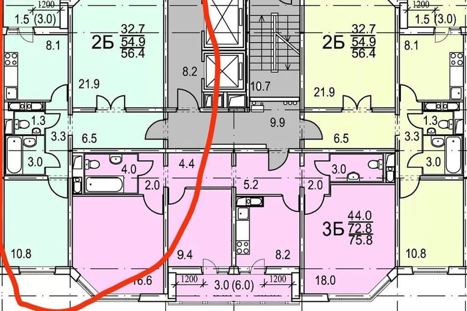Продаётся 2-комнатная квартира, 56.4 м²