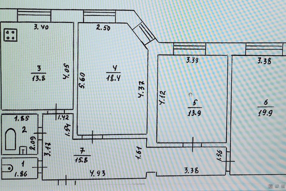 Продаётся 3-комнатная квартира, 87.3 м²