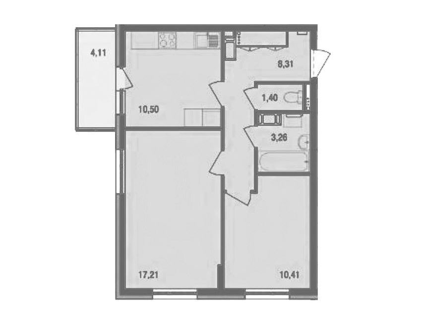 Продаётся 2-комнатная квартира, 52.32 м²