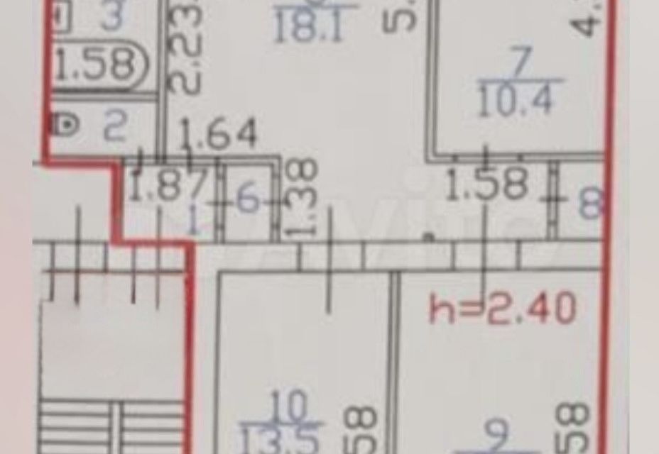 Продаётся 4-комнатная квартира, 69.7 м²