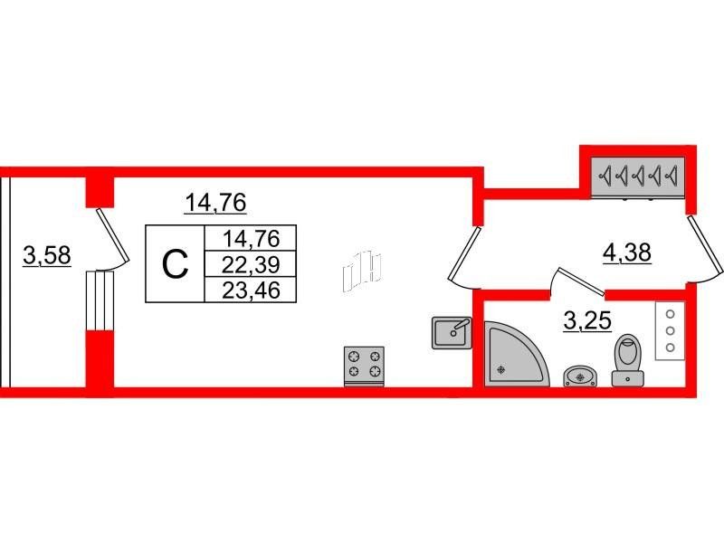 Продаётся студия, 23.5 м²