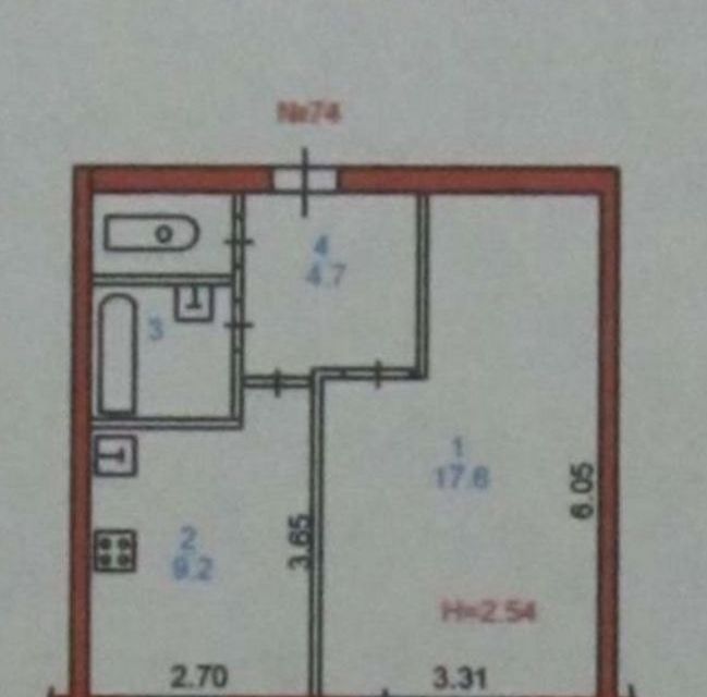 Продаётся 2-комнатная квартира, 35.4 м²