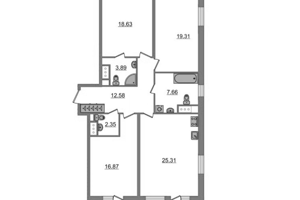 Продаётся 3-комнатная квартира, 115.76 м²