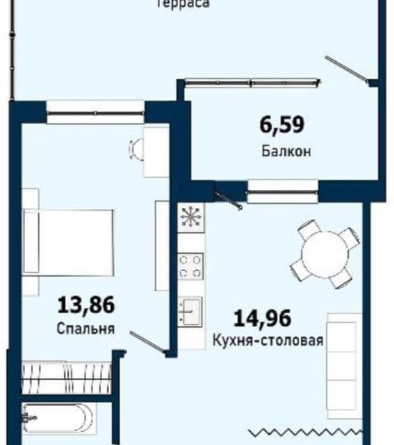 Продаётся 1-комнатная квартира, 45 м²