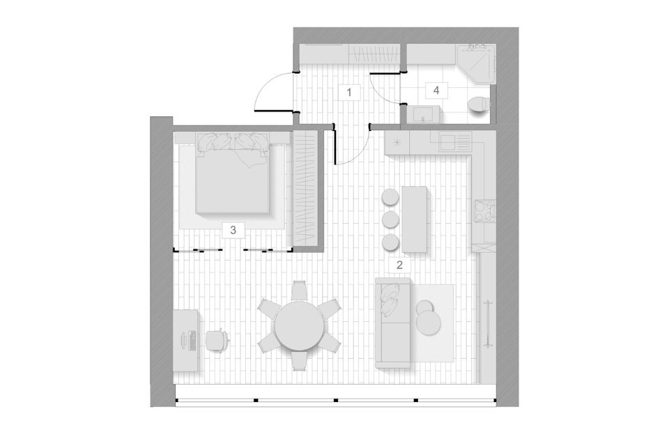 Продаётся 1-комнатная квартира, 56.8 м²