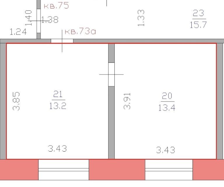 Продаётся 2-комнатная квартира, 41.35 м²