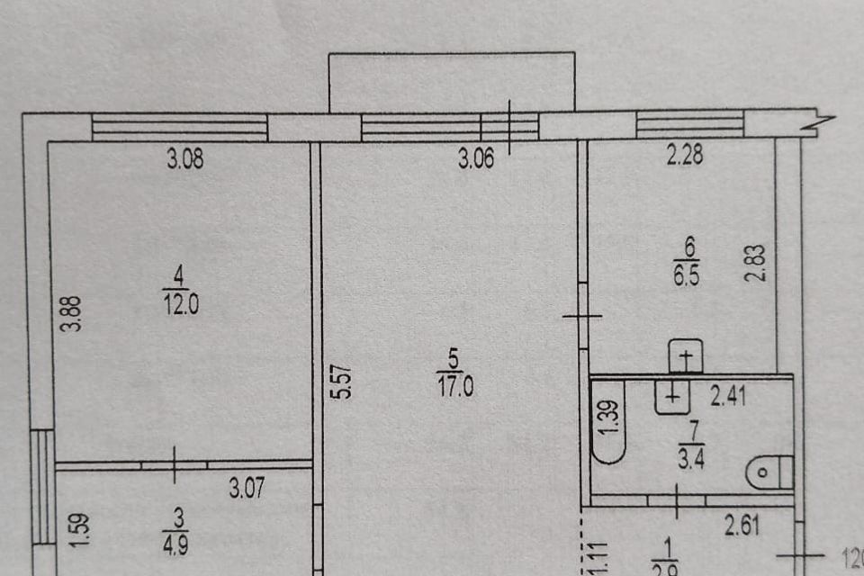 Продаётся 3-комнатная квартира, 54.2 м²