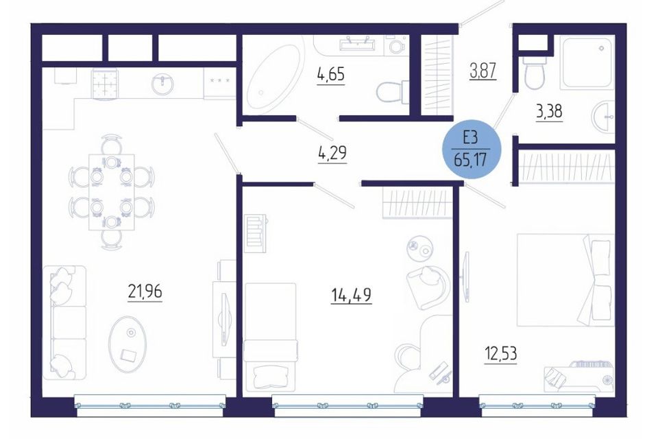 Продаётся 3-комнатная квартира, 66 м²