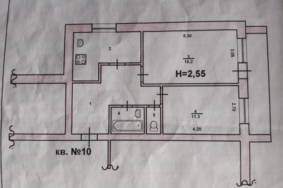Продаётся 2-комнатная квартира, 58.6 м²