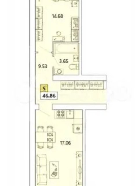 Продаётся 2-комнатная квартира, 49 м²