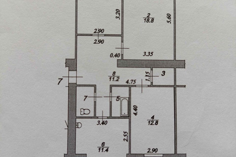 Продаётся 3-комнатная квартира, 74.4 м²