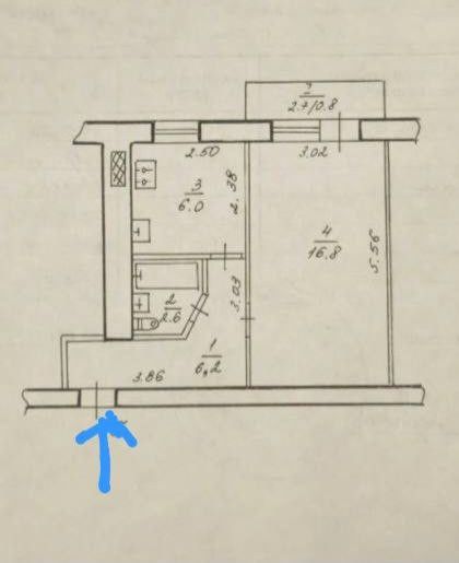 Продаётся 1-комнатная квартира, 33 м²