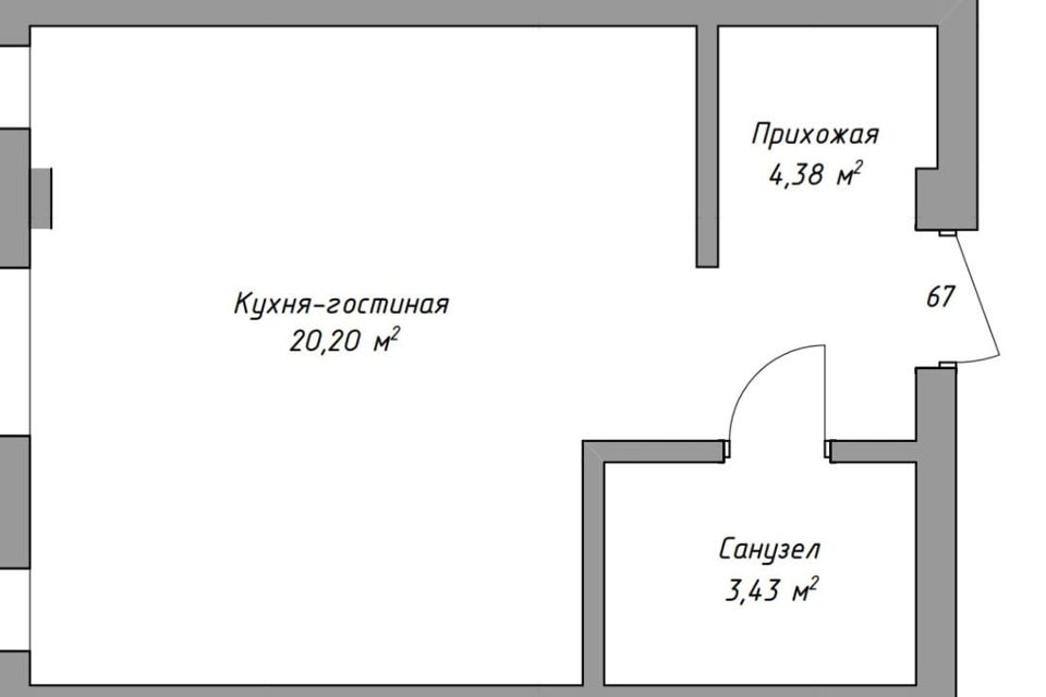 Продаётся студия, 28.2 м²