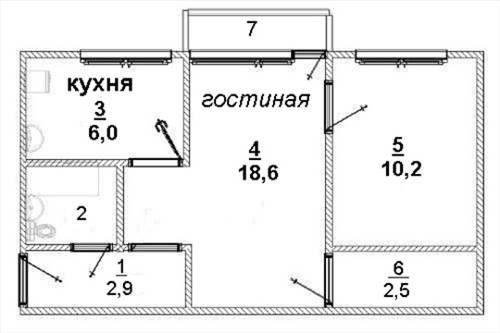 Продаётся 2-комнатная квартира, 43 м²