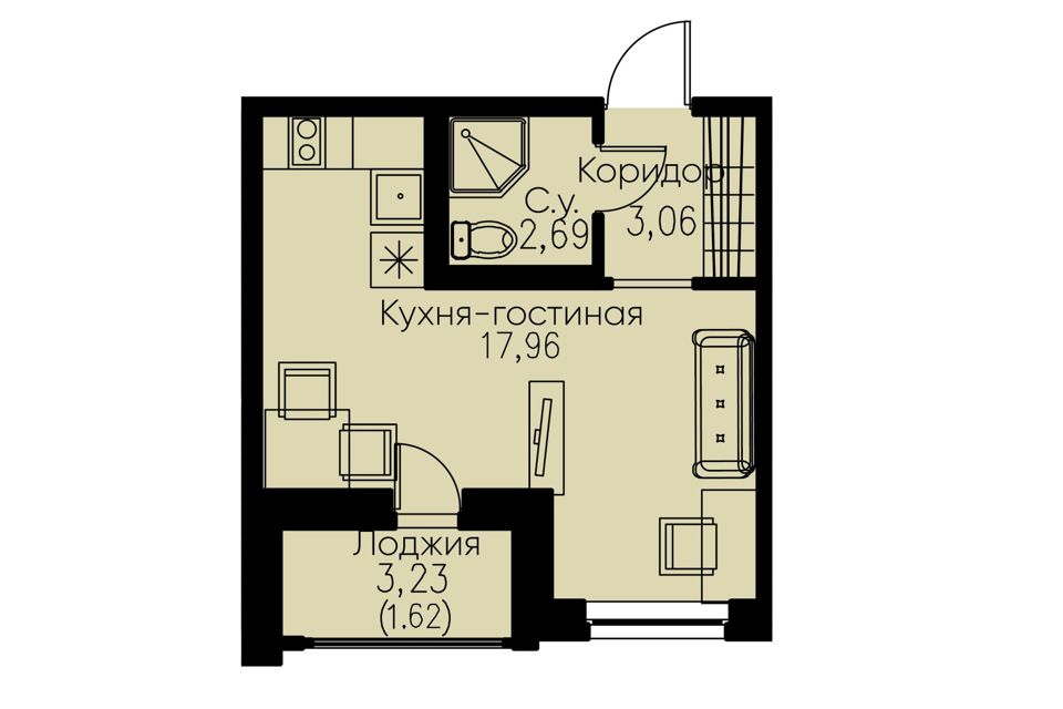 Продаётся студия, 23.4 м²