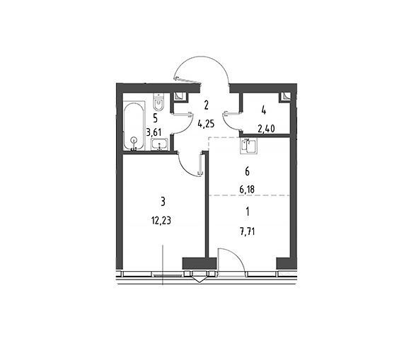 Продаётся 1-комнатная квартира, 36.38 м²