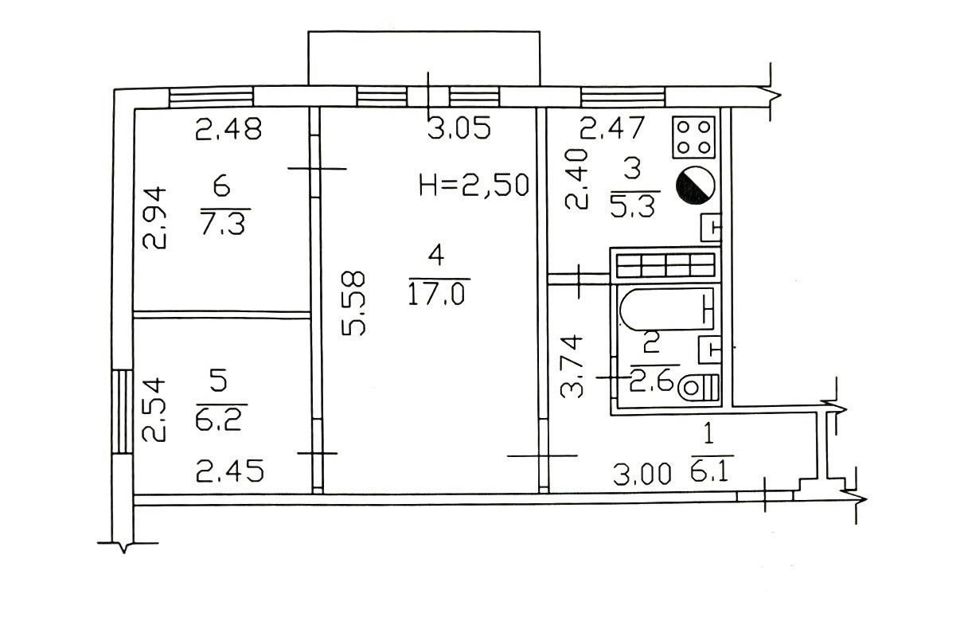 Продаётся 3-комнатная квартира, 45 м²