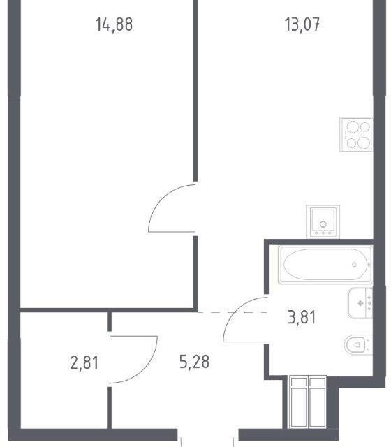 Продаётся 1-комнатная квартира, 39.1 м²