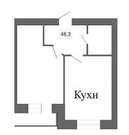 Продаётся 1-комнатная квартира, 46.3 м²