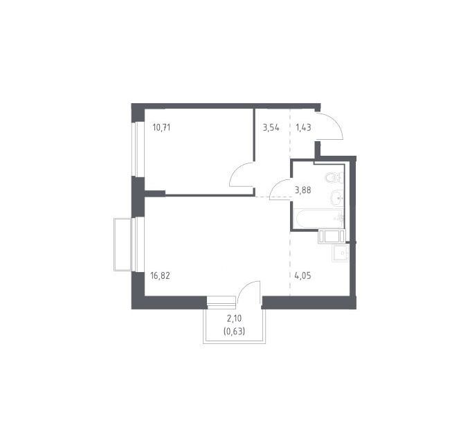 Продаётся 1-комнатная квартира, 41.06 м²