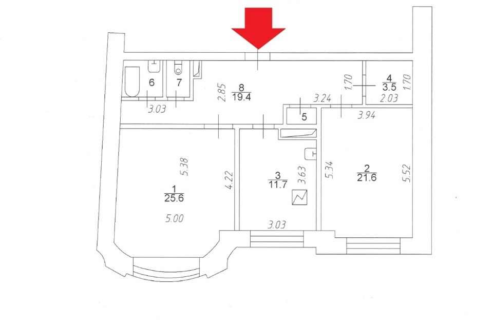 Продаётся 2-комнатная квартира, 87.8 м²