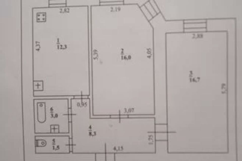 Продаётся 2-комнатная квартира, 58 м²