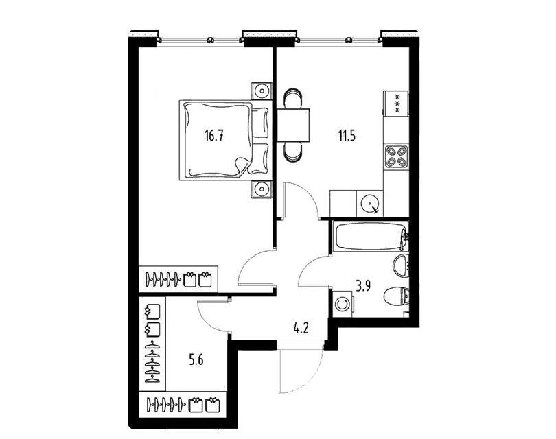 Продаётся 1-комнатная квартира, 41.9 м²