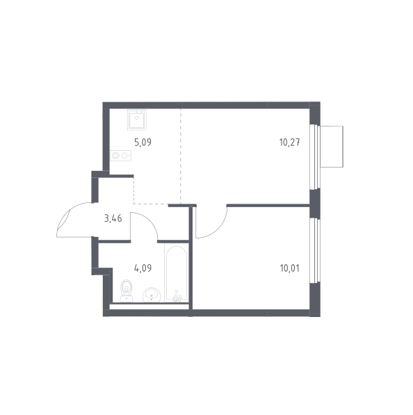 Продаётся 1-комнатная квартира, 32.9 м²