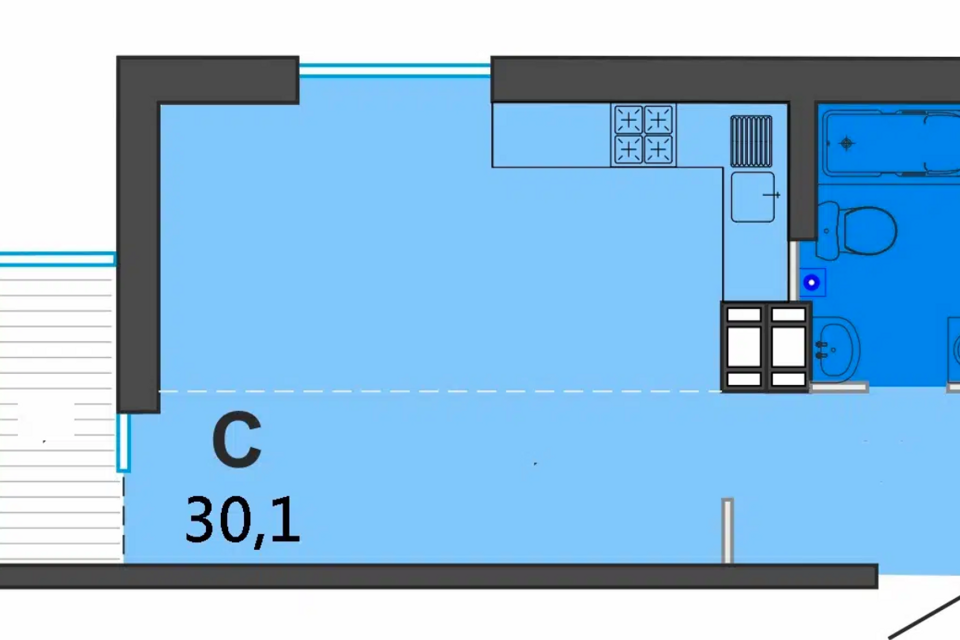 Продаётся студия, 30.1 м²
