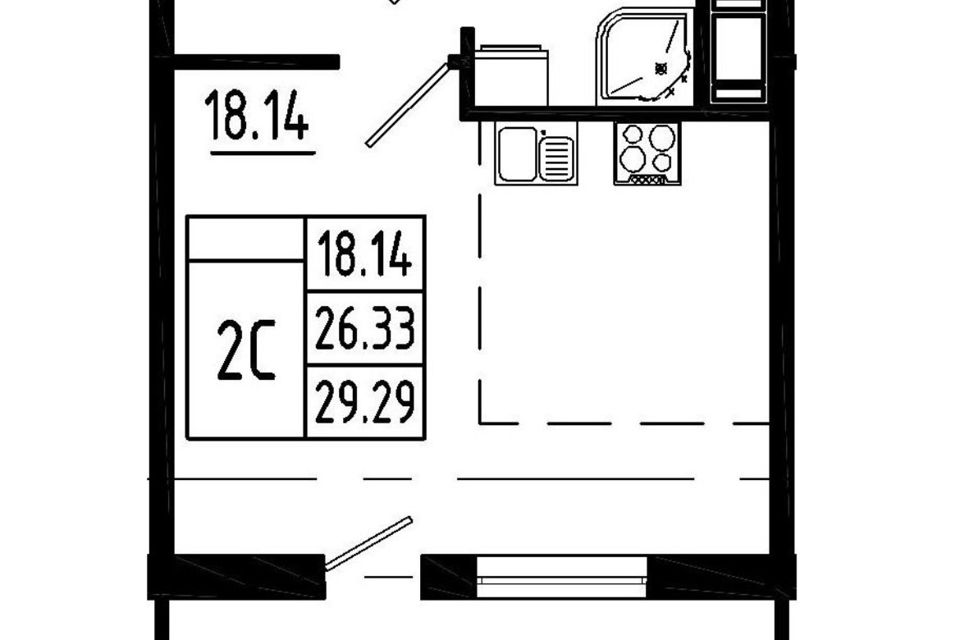 Продаётся студия, 26.1 м²
