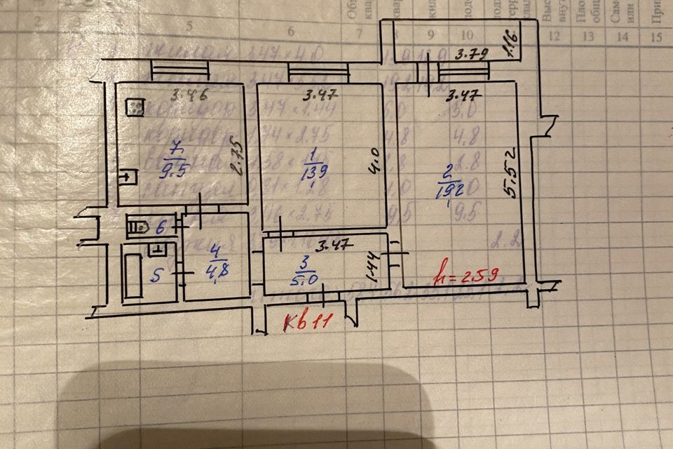 Продаётся 2-комнатная квартира, 59 м²