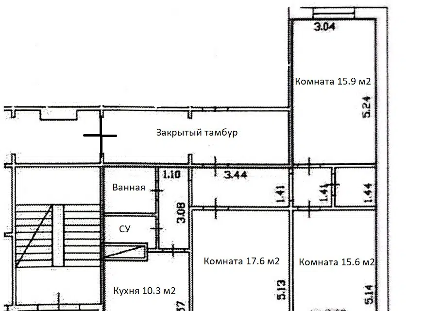 Продаётся 3-комнатная квартира, 76.9 м²