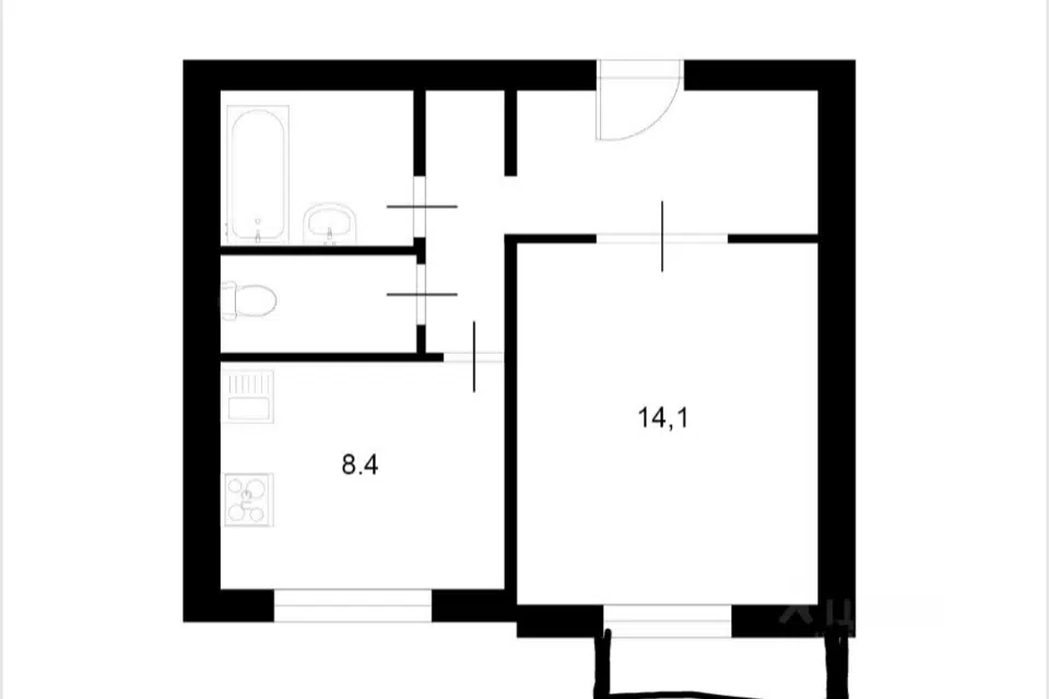 Продаётся 1-комнатная квартира, 35 м²
