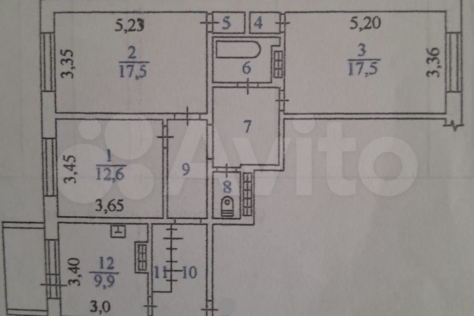 Продаётся 3-комнатная квартира, 81.8 м²