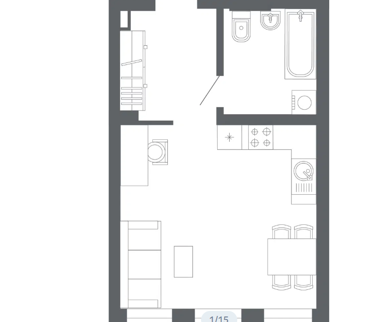 Продаётся 1-комнатная квартира, 31.4 м²