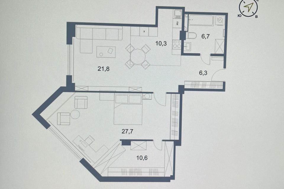 Продаётся 2-комнатная квартира, 86.6 м²