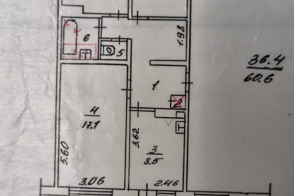 Продаётся 3-комнатная квартира, 60.6 м²