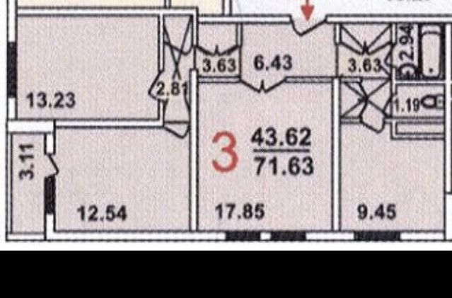 Продаётся 3-комнатная квартира, 73 м²