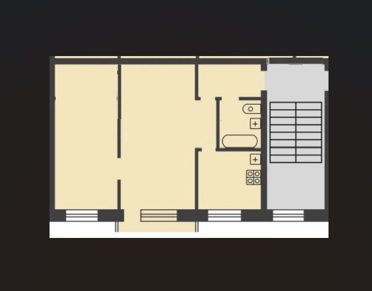 Продаётся 2-комнатная квартира, 44.9 м²