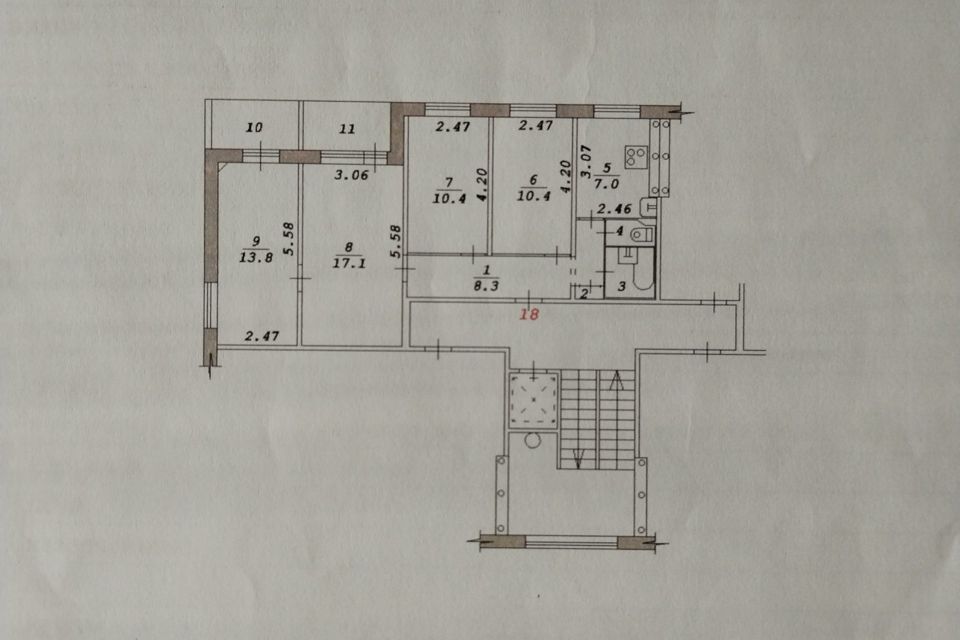 Продаётся 4-комнатная квартира, 70.9 м²