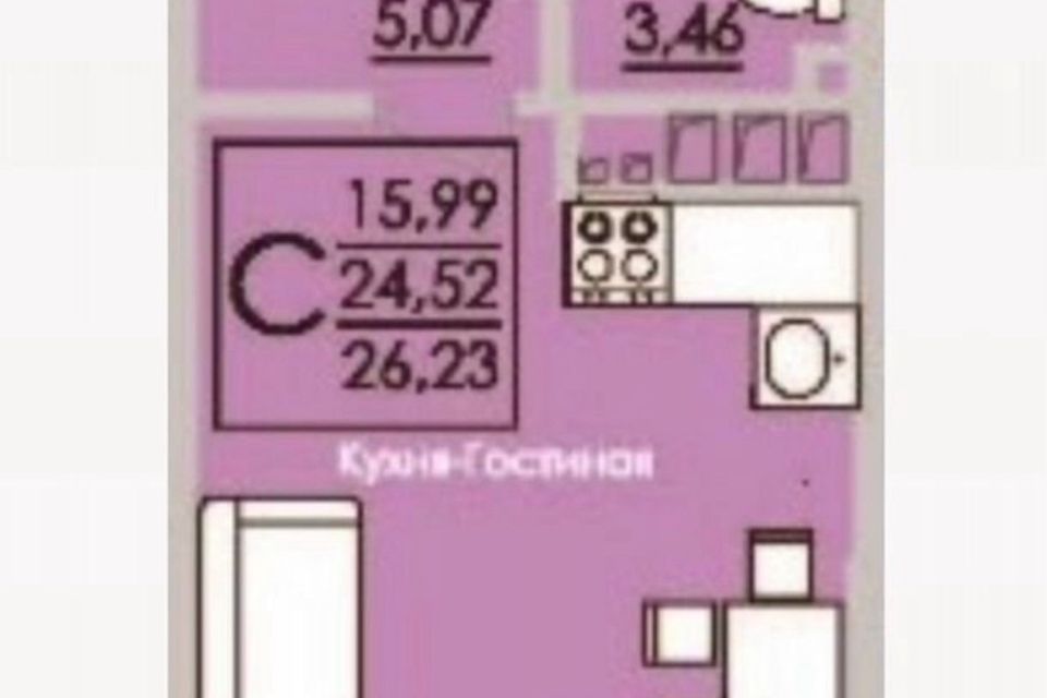Продаётся студия, 27 м²