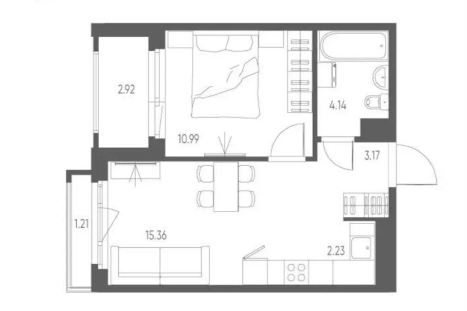 Сдаётся 1-комнатная квартира, 38 м²