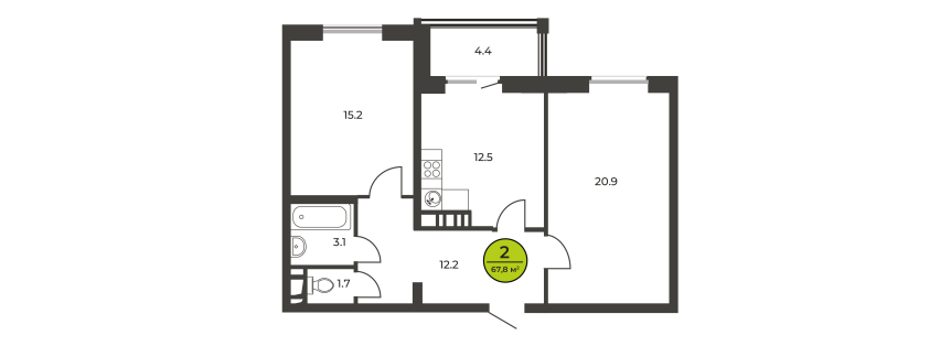 Продаётся 2-комнатная квартира, 68 м²