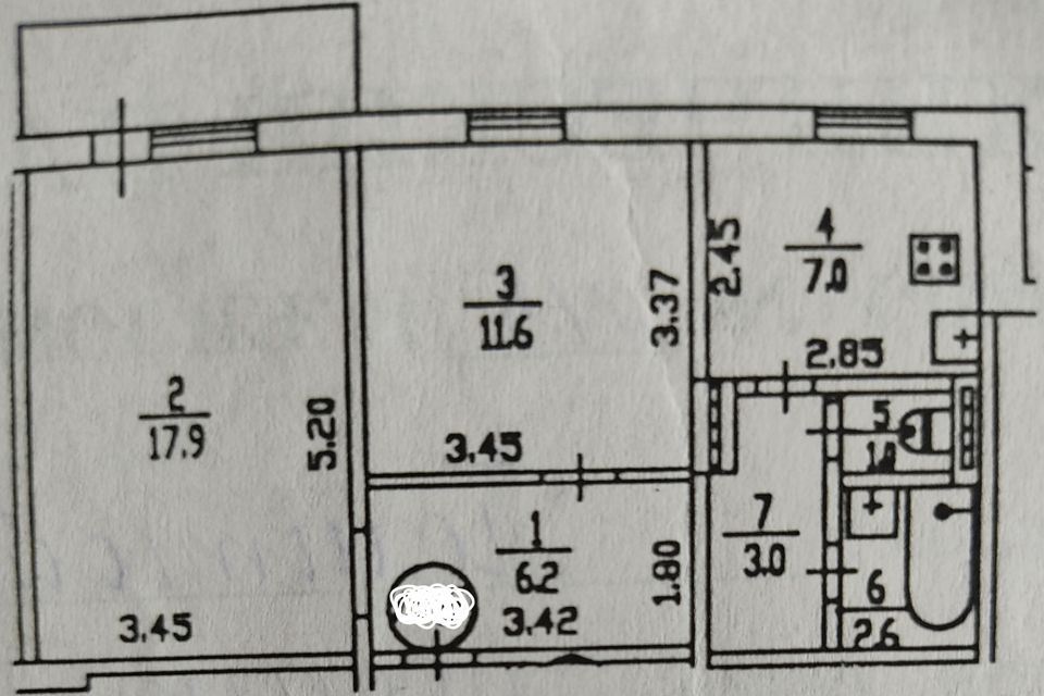 Продаётся 2-комнатная квартира, 50 м²