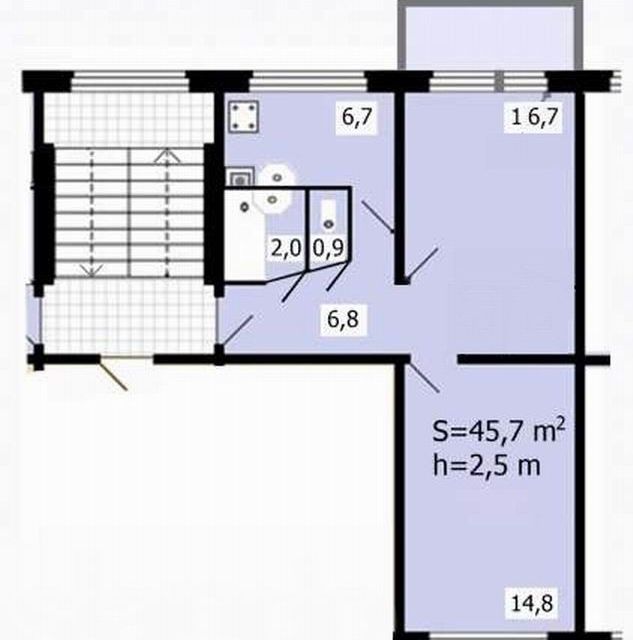 Продаётся 2-комнатная квартира, 46 м²