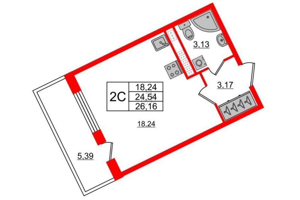 Продаётся студия, 24.54 м²