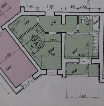 Продаётся 1-комнатная квартира, 43 м²